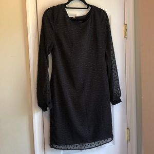 Sheer polka dotted black long sleeve dress